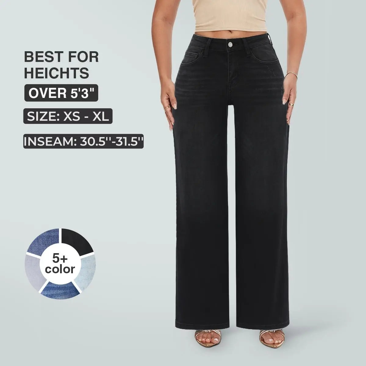 Magic SHAPUM Mid Low Waist BBL Jeans for Women Wide Leg Loose Fit Comfortable Stretchy Denim Pants BLACK B Stretch Denim Tights leg baggy jean