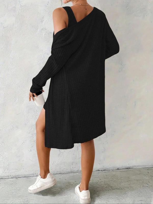 Women's Striped Dress Set, Casual Style, Comfortable Fabric, Fashion Design, Perfect for Daily Wear, Clothes