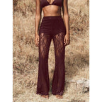 Women's High Waist Flare Lace Knit Vacation Pants