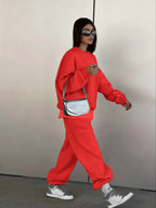 Women's Two-Piece Set Round Neck Sweatshirt and Loose Jogger Pants, Street Hip-Hop Casual Sporty, Fall & Winter Fashion
