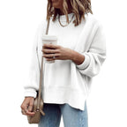 Womens Oversized Tunic Sweaters Fall Slouchy Long Sleeve Ribbed Knit Side Slit Pullover Jumper