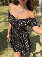 Women's Floral Print Off Shoulder Dress