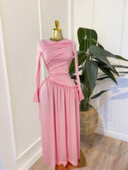 Women's Long Sleeve O-Neck Big Swing Maxi Dress