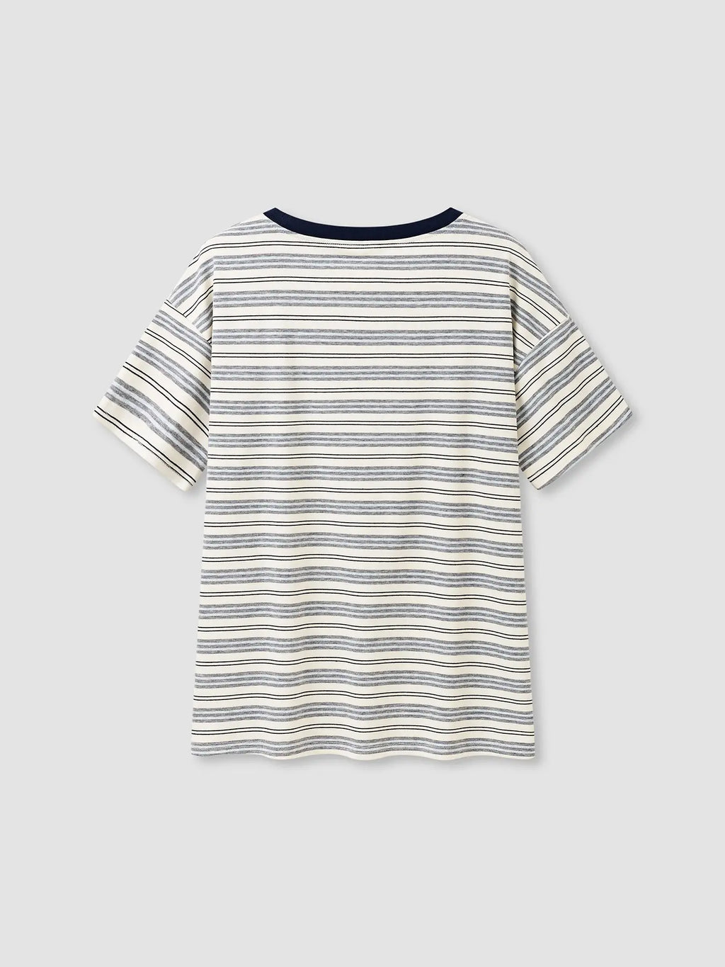 Women's Classic Casual Striped Long Sleeve Spring Fall Round Neck Fitted Top