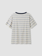 Women's Classic Casual Striped Long Sleeve Spring Fall Round Neck Fitted Top