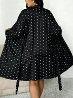 Plus Size Women's Nightwear Set, Floral Print Lace Nightdress + Long Robe