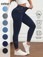Women's High-Waisted Compression Denim Long Pants