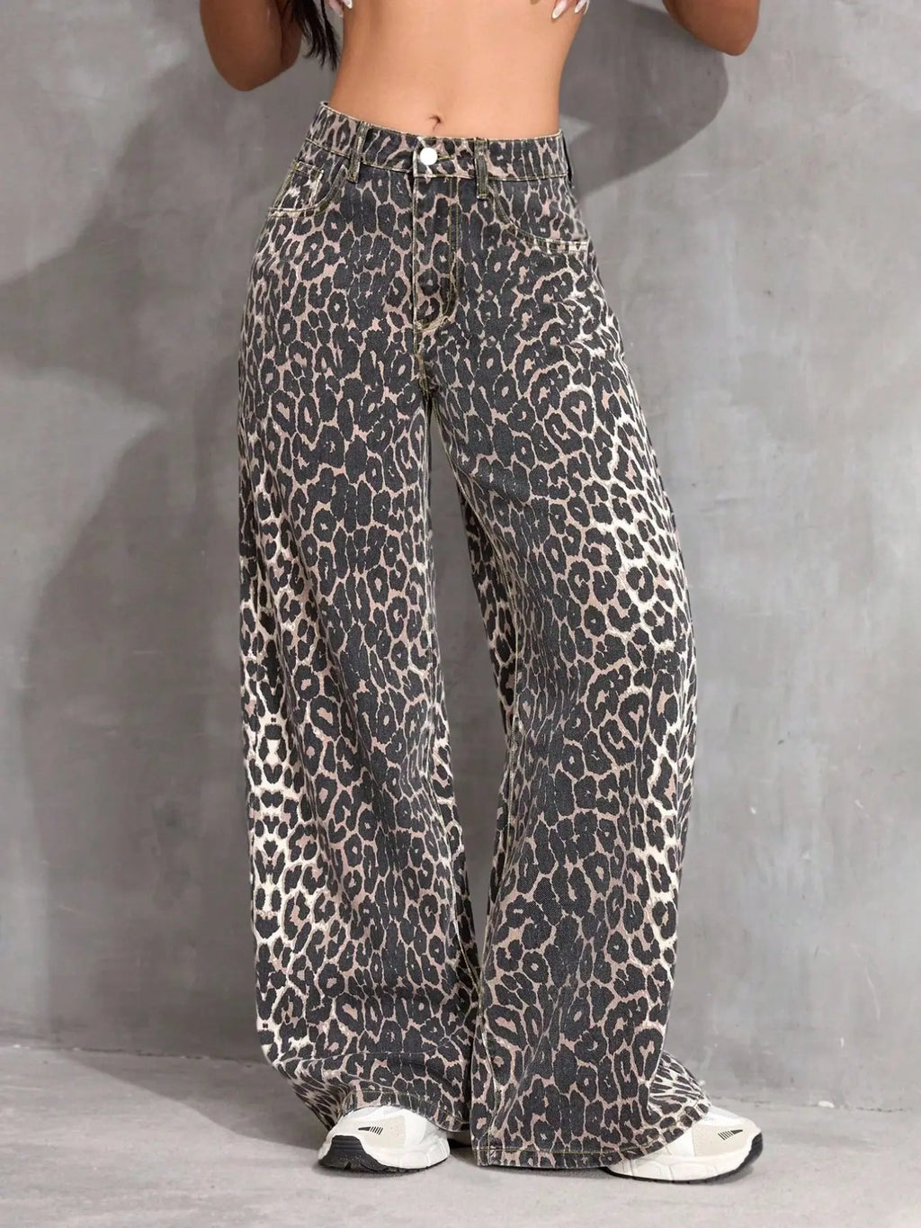 Women's Leopard Print Wide-Leg Oversized Pants