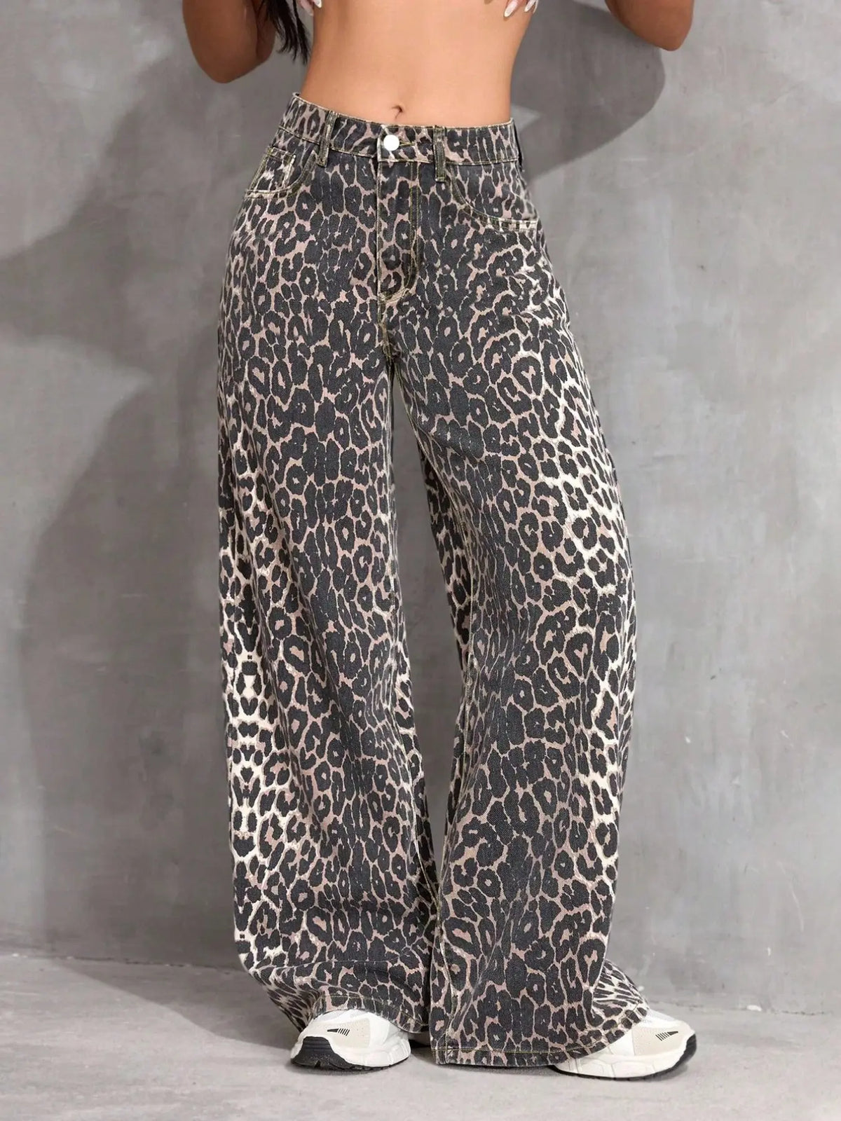 Women's Leopard Print Wide-Leg Oversized Pants