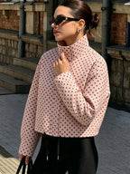 Polka Dot Women's Spring High Neck Long Sleeve Jacket