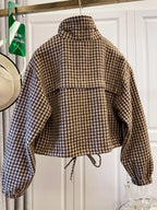 Women's Fashion Retro Plaid Stand Collar Short Coat