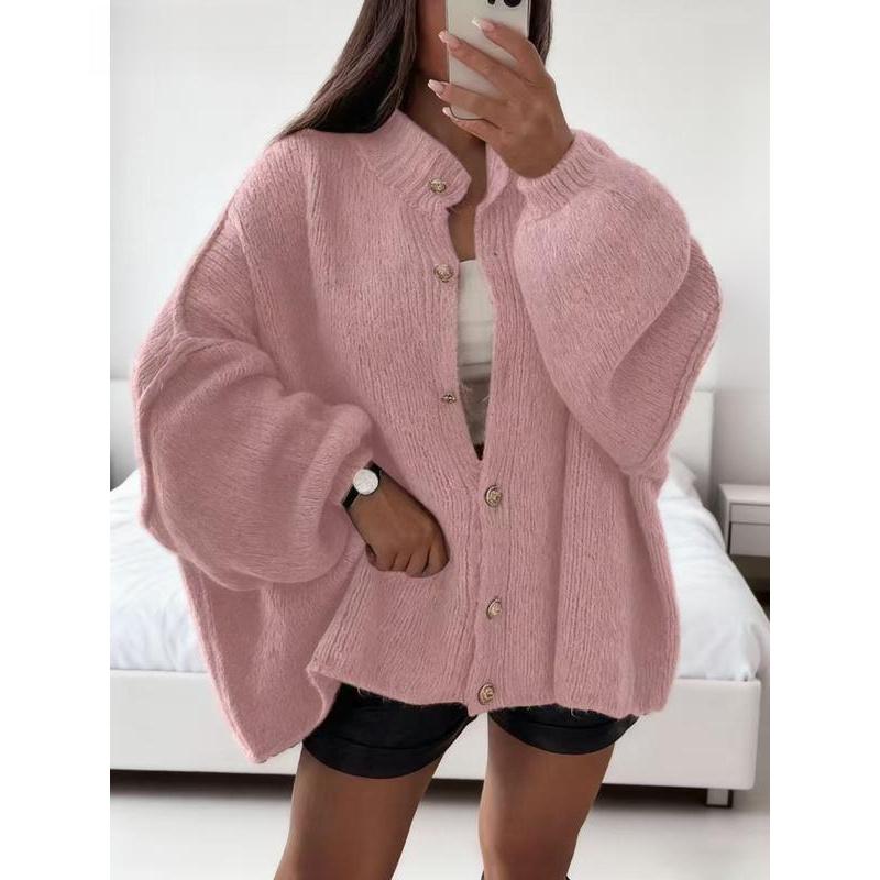 Women's Solid Color Button Cable Knit Cardigan Long Sleeve Open Front Outerwear for Fall and Winter Daily Wear