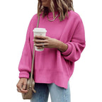 Womens Oversized Tunic Sweaters Fall Slouchy Long Sleeve Ribbed Knit Side Slit Pullover Jumper