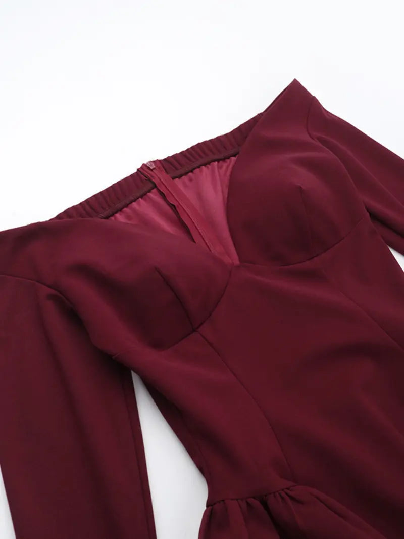 Women's Plain Off Shoulder Dress, Elegant Long Sleeve A Line Dress for Party Holiday Wedding Guest, Ladies Spring & Fall Clothes
