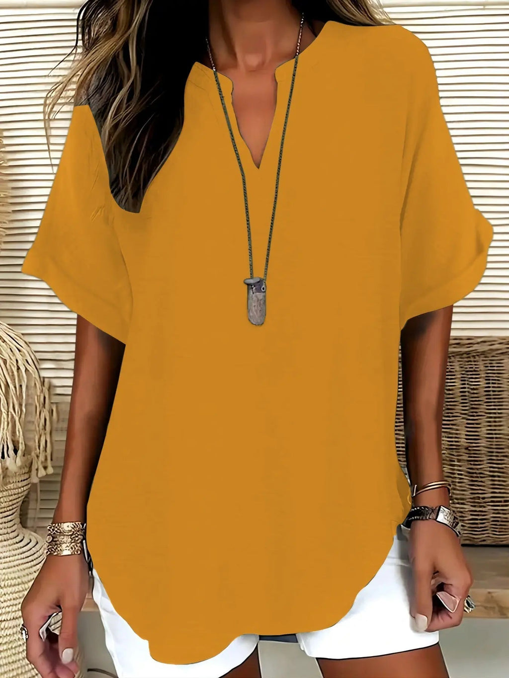 Women's Plain Short Sleeve Blouse, Shirts, Casual Solid Color Top for Daily Wear, Ladies Clothes for All Seasons