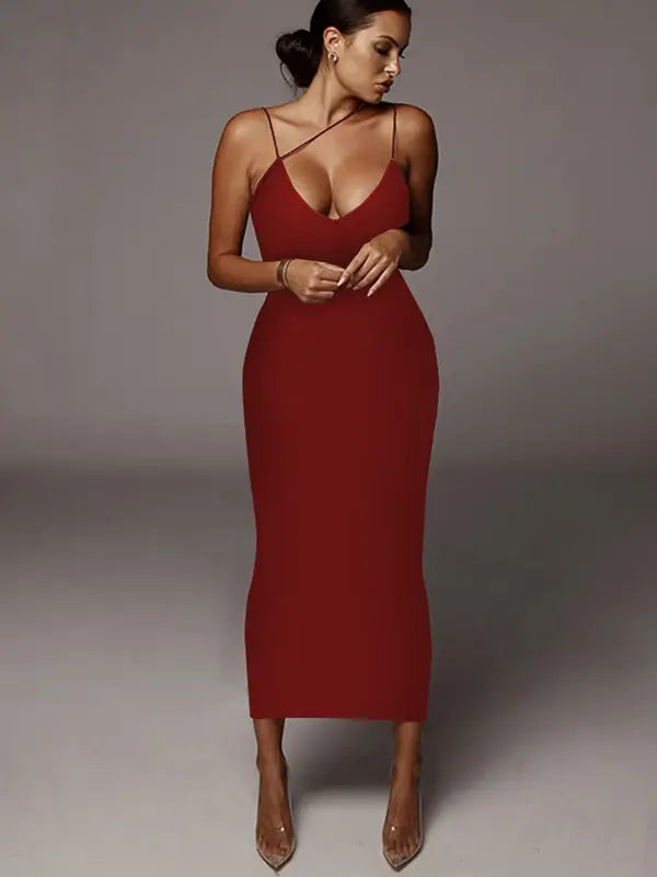 Women's All Over Leopard Print Asymmetrical Cami Dress, Elegant Sleeveless Spaghetti Strap Bodycon Dress for Party Club Night Out, Fashion Sundress, Ladies Summer Clothes, Midi Dress
