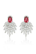 Curveins White Leaf-Shaped Zirconia Earrings