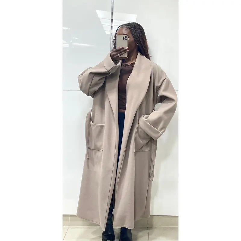 Wool trench coat with belt