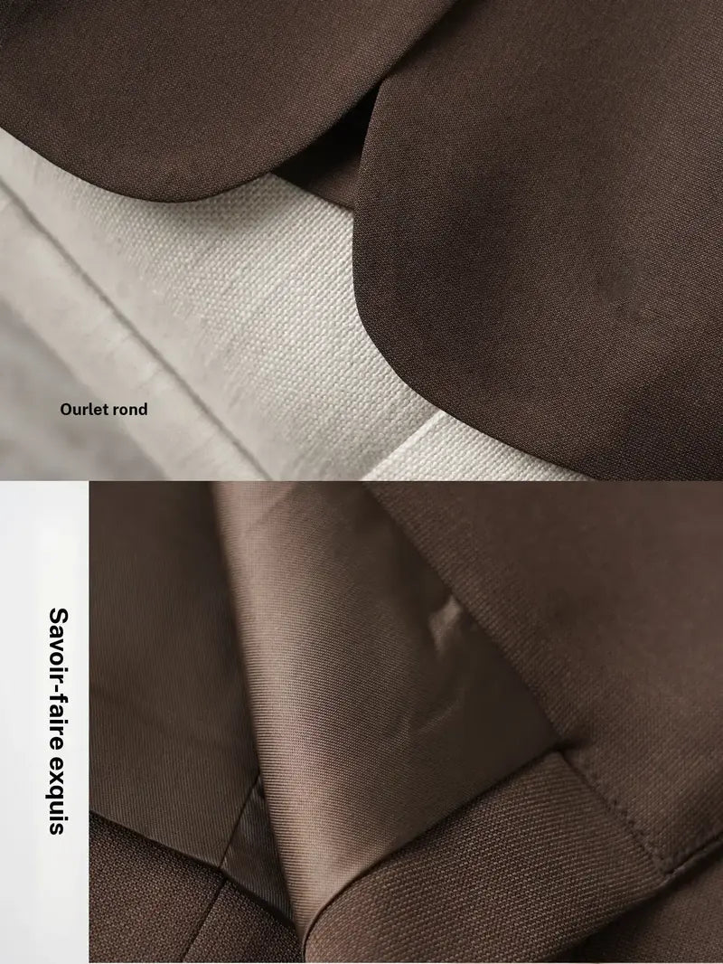 Women's Elegant One-Button Blazer Jacket, Slim-Fitting Long Sleeve Coat for Office Wear, Fall & Winter Fashion Outerwear