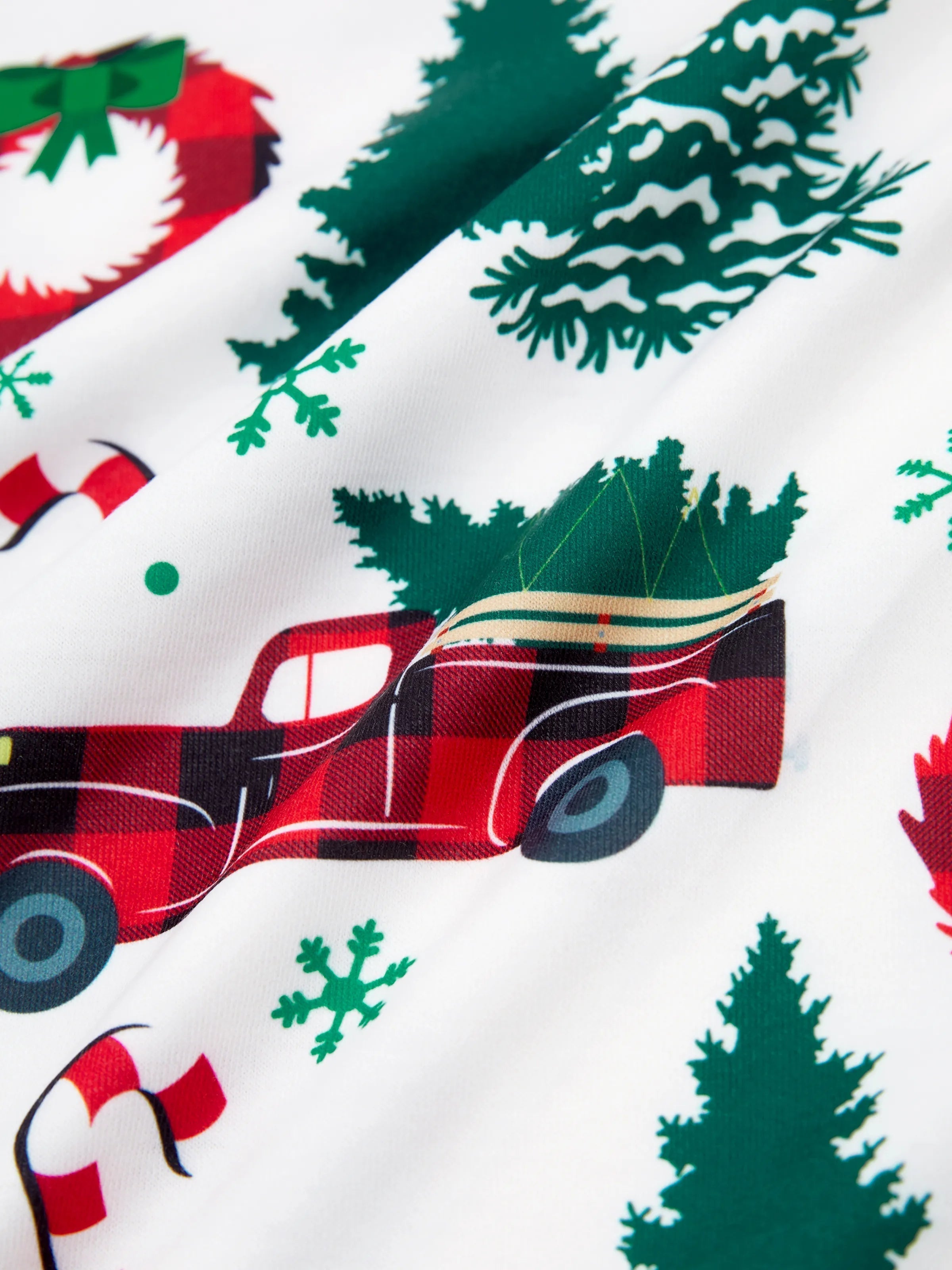 Christmas Family Matching Allover Xmas Tree & Car Print Long-sleeve Pajamas Sets with Christmas Socks Multi-color