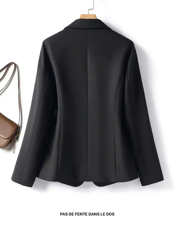 Women's Elegant One-Button Blazer Jacket, Slim-Fitting Long Sleeve Coat for Office Wear, Fall & Winter Fashion Outerwear