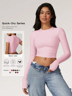 Women's Solid Round Neck Compression Sports Tee