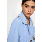 Trench coat, lined, lapel, double-breasted, with belt, front pockets, comfortable women's wear, elegant and versatile, suitable for any occasion, formal or casual, especially suitable for autumn, winter and spring.