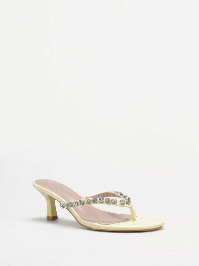 Tongs à strass et talon bobine