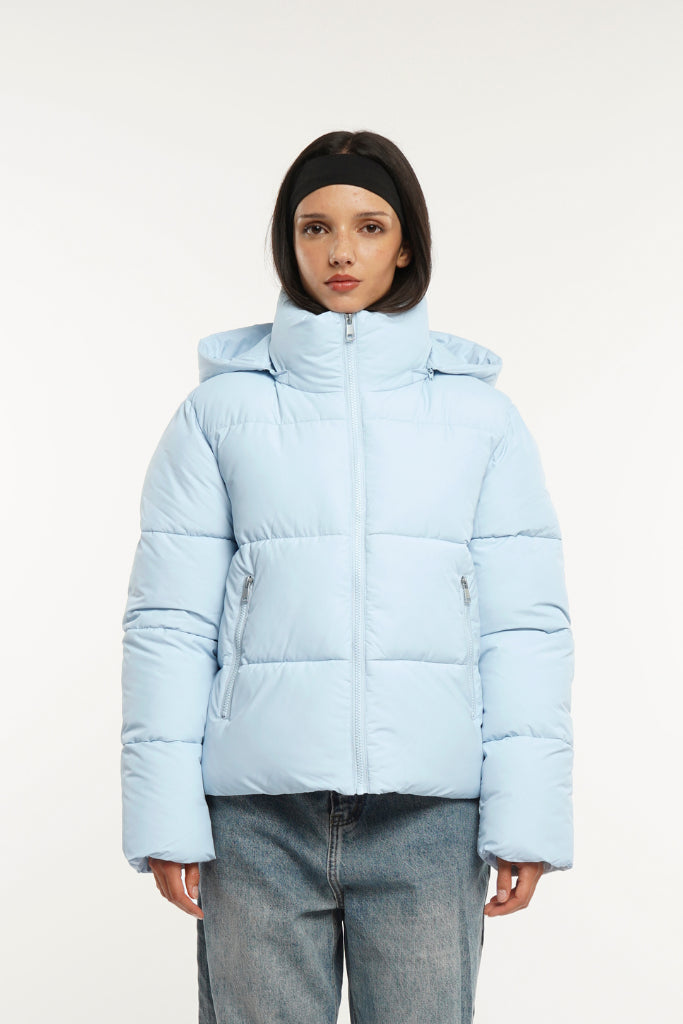 Detachable hooded down jacket