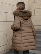 Women's Casual Hooded Waterproof Cotton Jacket, Lightweight Down Coat with Pockets, Loose Fit Thick Fabric for Fall & Winter