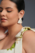 Curveins Elegant White Enamel Geometric Shape Earrings