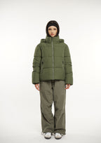 Detachable hooded down jacket