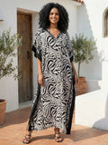 Women's Casual Kaftan Long Dress Oversized Chic Bohemian House Robe Beachwear Vacation Bathing Suit Cover Up Lounge Wear Boho Summer Holiday