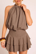 Black Textured Flippy Playsuit - Bernice
