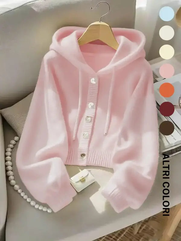Autumn Winter New Soft Comfortable Hooded Sweatshirt Jacket, Lazy Style Unique Design Casual Fashion Knit Cardigan, Elegant Long Sleeve Top