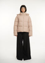 Detachable hooded down jacket