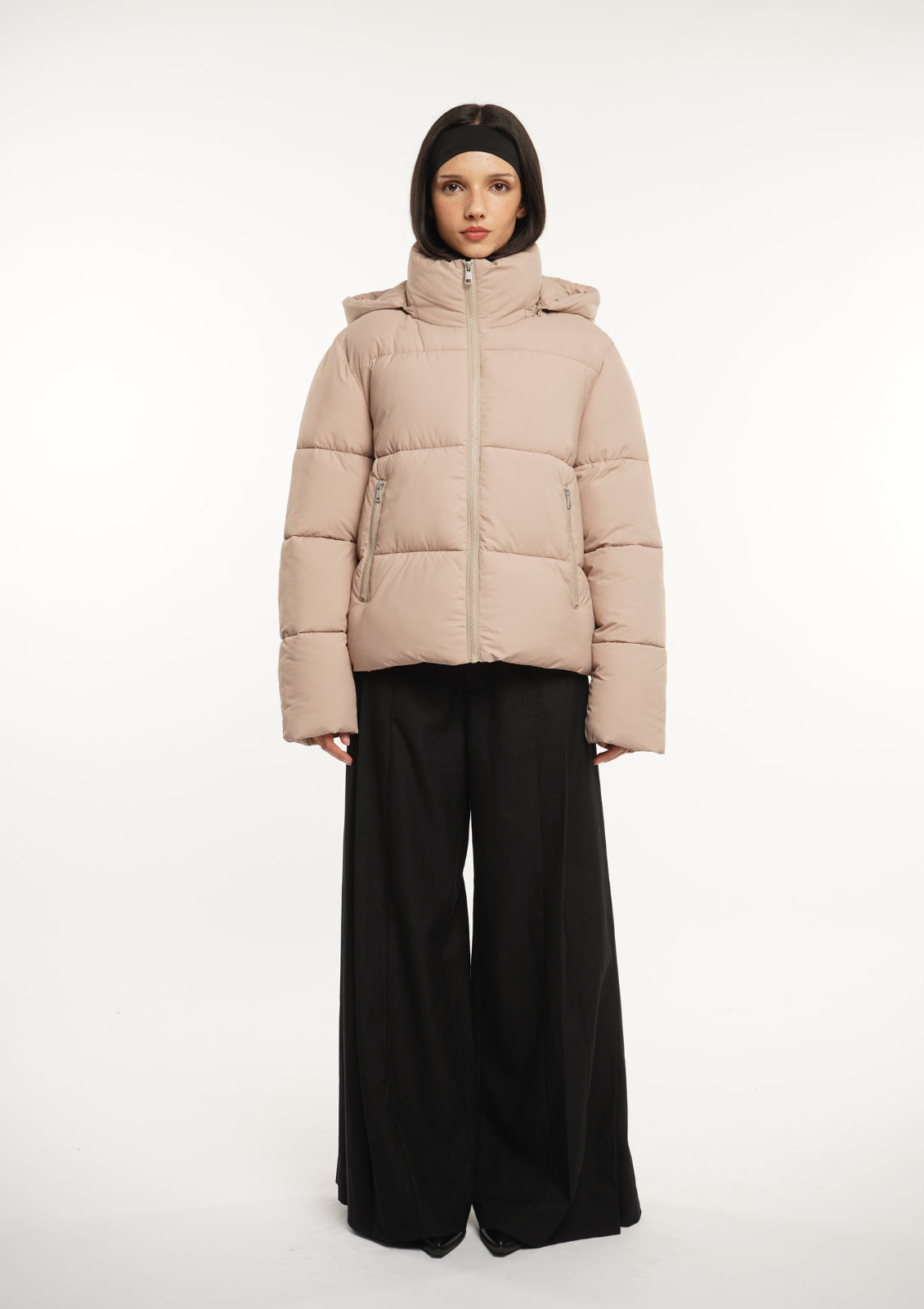 Detachable hooded down jacket