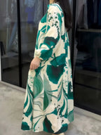 2026 New Floral Long Sleeve Dress, Versatile V-Neck Casual Maxi Dress, Loose Fit Elegant Style for Women