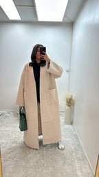 Oversized Coat Straight Fit with Two Pockets for Women