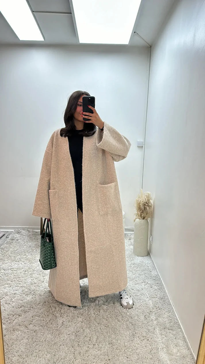 Oversized Coat Straight Fit with Two Pockets for Women