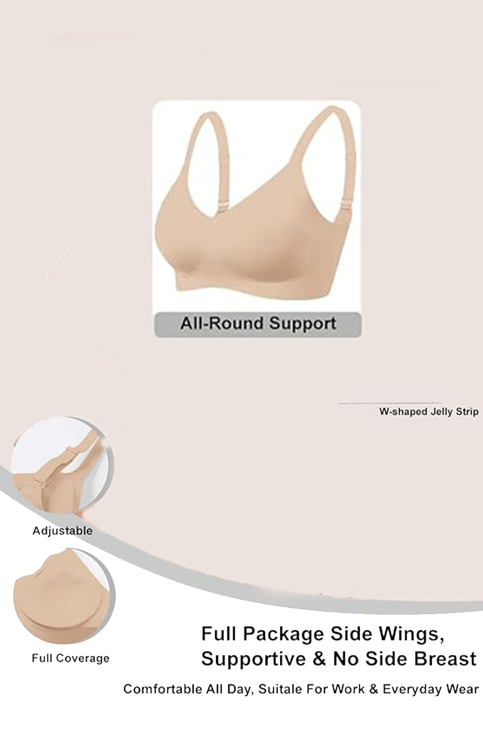 Curveins Soft Jelly Full Cup No Underwire Seamless Support T-Shirt Bra