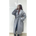 Wool trench coat with belt