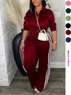 Women's Tracksuit Set, Casual Long Sleeve Zip Up Jacket & Pants Set for Spring & Fall, Women's Clothes for Daily Wear