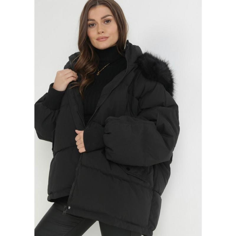 Women's Oversize Plush Hooded Zip-Up Thermal Cotton Coat,Fall & Winter Womenswear,Stylish Long Sleeve Flap Pocket Zipper Outerwear Jacketl