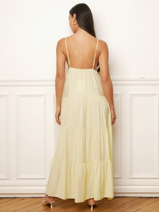 Robe longue à bijou et grands volants