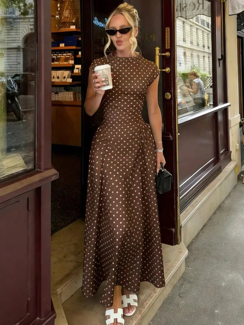 Sleeveless Slim-Fit A-Line Maxi Dress