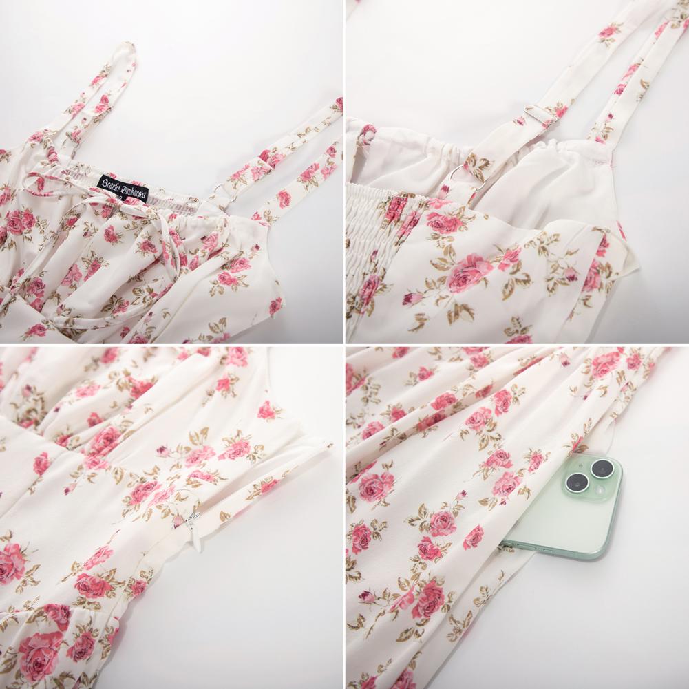 Women's Strappy Sleeveless Milkmaid Corset Flowy Midi Sundress
