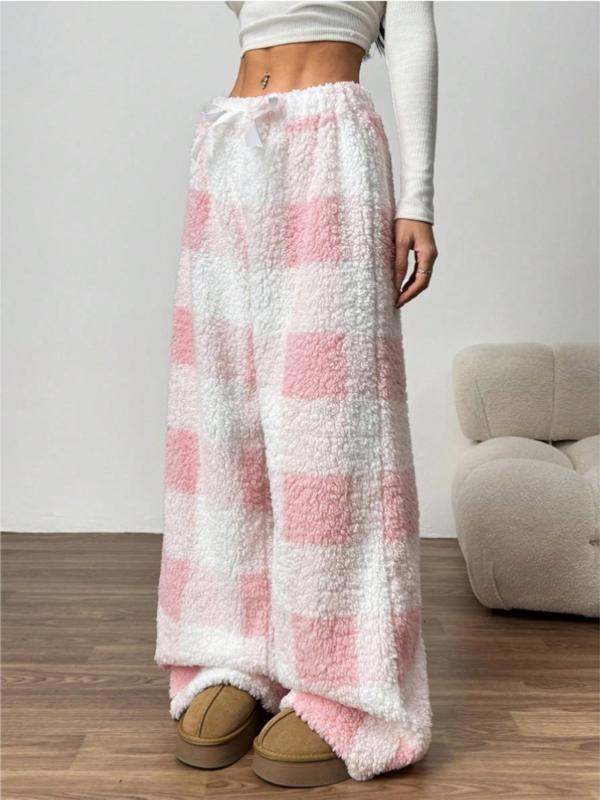 Winter New Vintage Plaid Elastic Straight Loose Thick Warm Casual Pants, Comfortable and Stylish for Cold Weather Wear