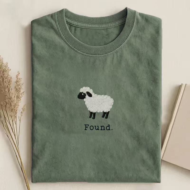 Christian Psalm 23 Lamb Embroidered T-shirt