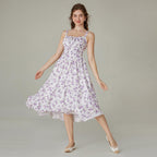 Women's Strappy Sleeveless Milkmaid Corset Flowy Midi Sundress